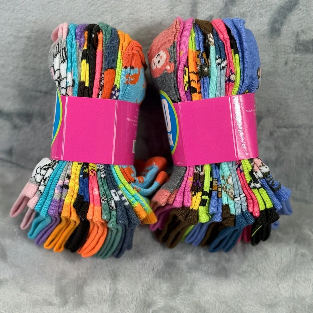 20 Pack Girls No Show Socks Size 6-8 Monkey Sea Creature Colorful GN26-10 NEW